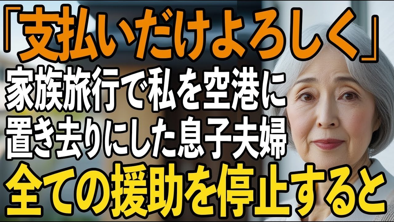 「母さんは支払い担当ね」家族旅行で私だけ空港に置き去りにする息子夫婦→お望み通り、全ての支払いをやめて永遠に姿を消してやりました【シニアライフ】【60代以上の方へ】