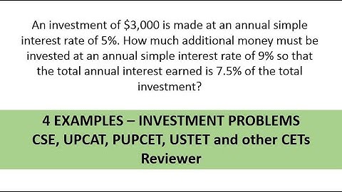 4 item Investment Problems - CSE, UPCAT and other CETs Reviewer