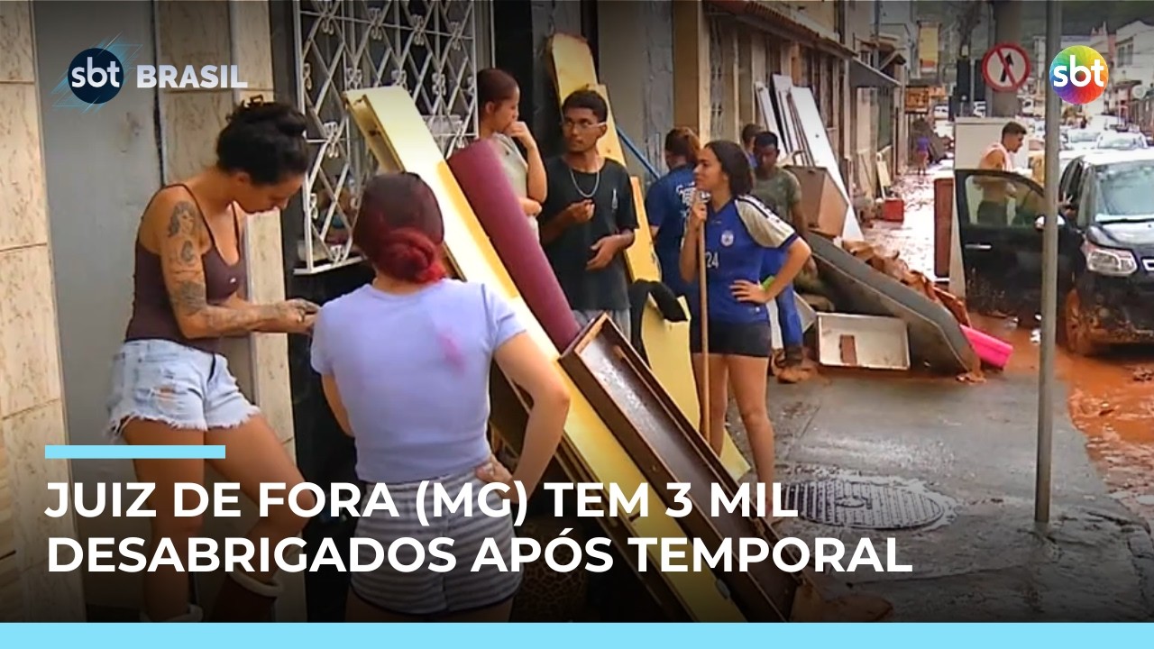 Chuvas deixam 3 mil desabrigados em Juiz de Fora (MG); prefeitura monta pontos de apoio | #SBTBrasil