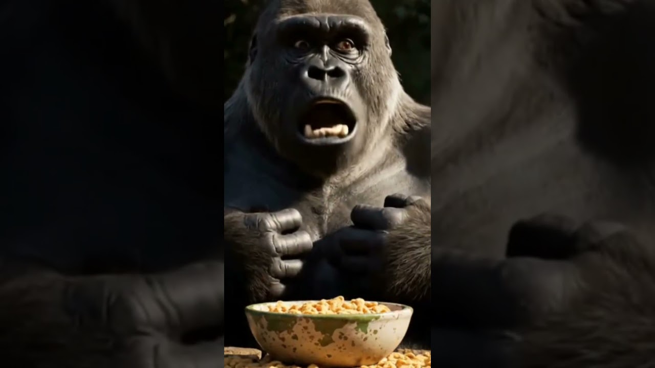 Gorilla Tries Dry Cereal – Mistake Made! 