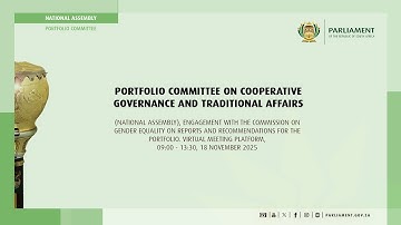 Portfolio Committee on Cooperative Governance and Traditional Affairs, 18 November 2025