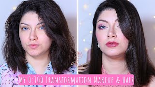 My 0: 100 Transformation Makeup & Hair - GRWM Simple Glam Makeup