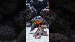 mantis shrimps vs blue-ringed octopus #mantisshrimp #mantisshrimppunch #amazinganimals