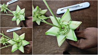 How to make flower with Palm leaf || leaf craft ideas