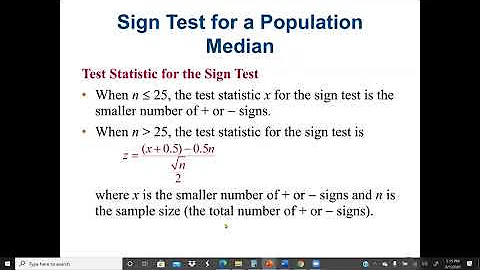 The Sign Test (Nonparametric Tests) to test a population median. Paired-sample sign test, Statistics