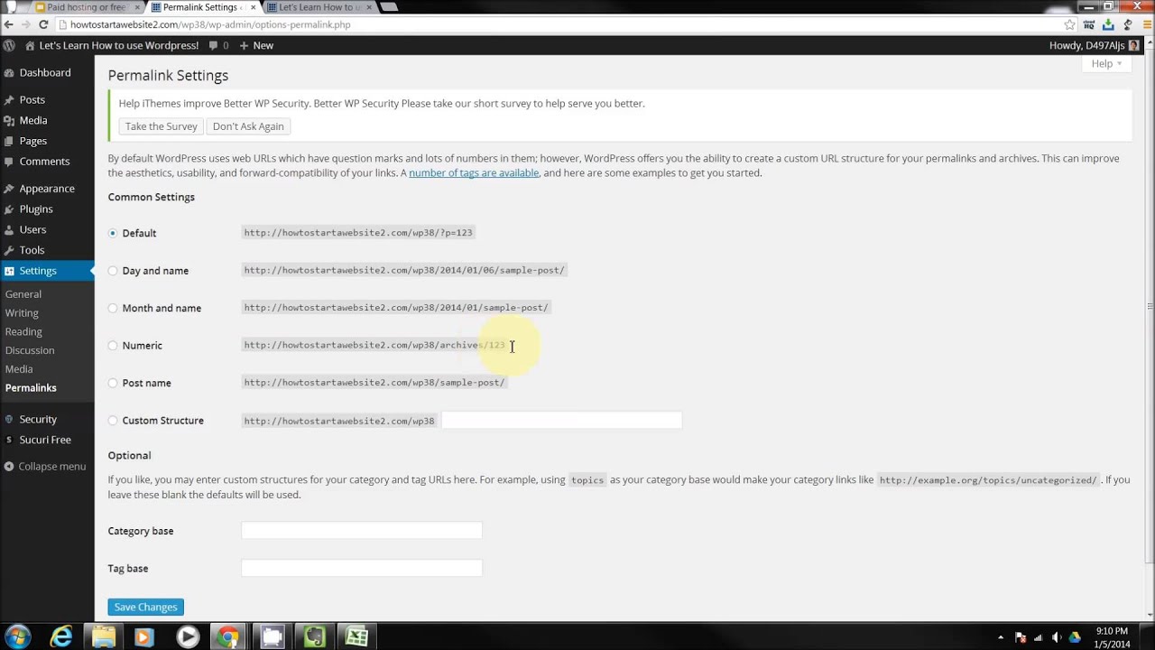 Reviewing the Permalink Settings Tab in Wordpress - YouTube
