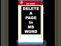 Delete blank page in ms word