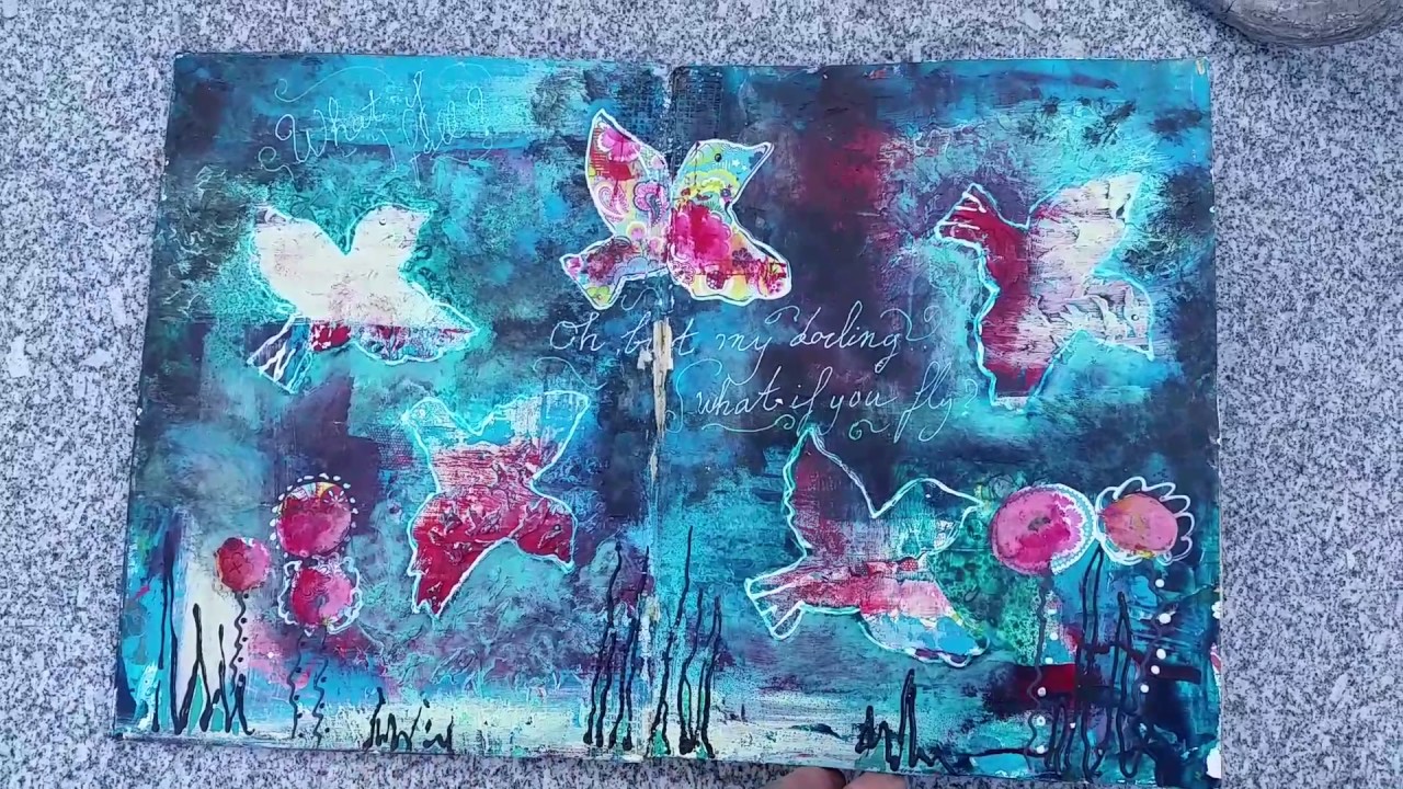 Flip through mixed media art journal - YouTube