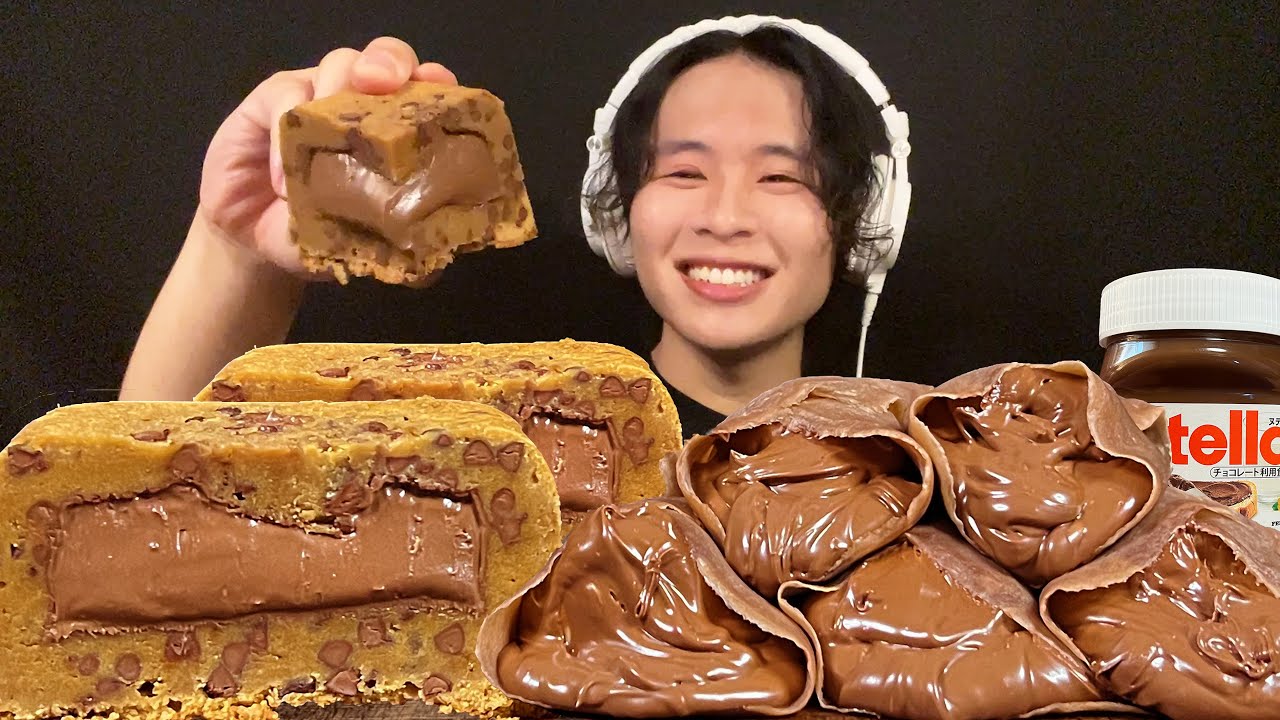 ASMR ヌテラクッキーパイ&ヌテラクレープ‼️【咀嚼音/mukbang/Eating Sounds】