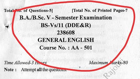 BA/BSc 5th semester General English question paper | jammuuniversity