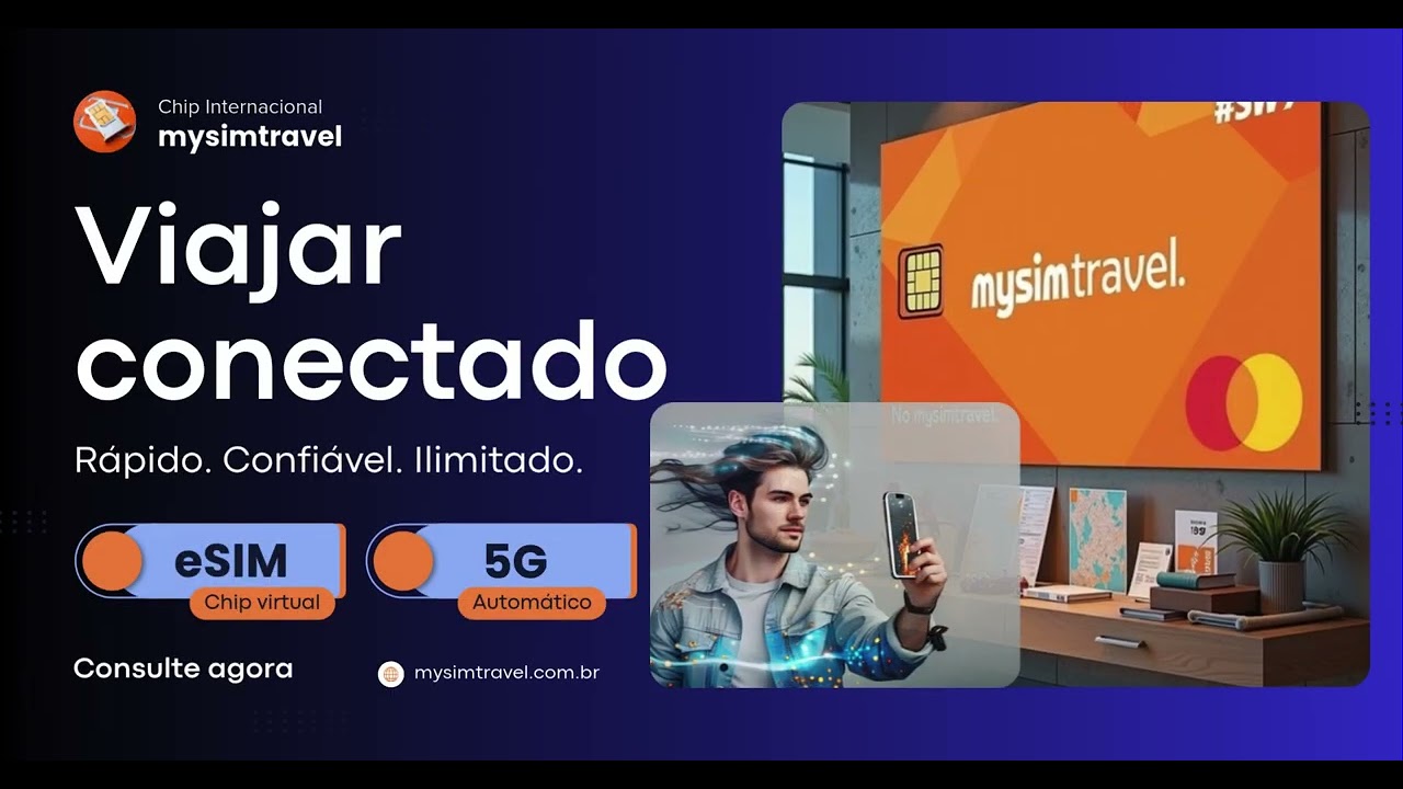 Chip internacional mysimtravel internet 5G para quem viaja ao exterior. Rápido. Confiável. Ilimitado