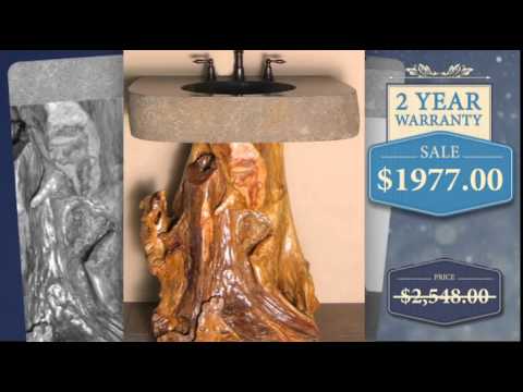 42 Inch Tree Trunk Vessel Sink Vanity - uniquevanities.com Beautiful bathroom decoration ideas made with tree trunks hqdefault
