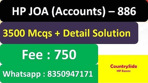 HPSSSB JOA Accounts - 886 | HP JOA Account | HP Junior Officer Assistant (Accounts) | HP Exam