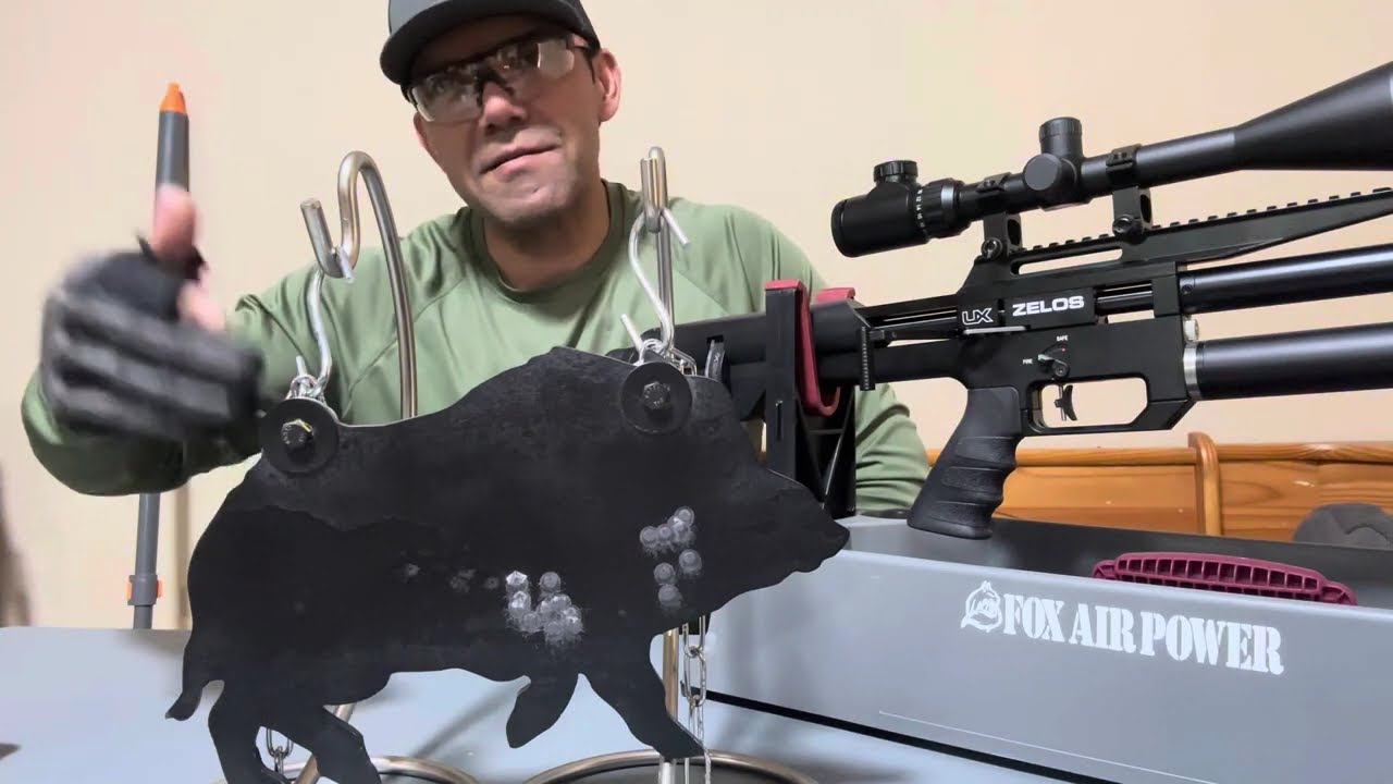 Umarex Zelos .25 Vs Wild Hog steel target. 