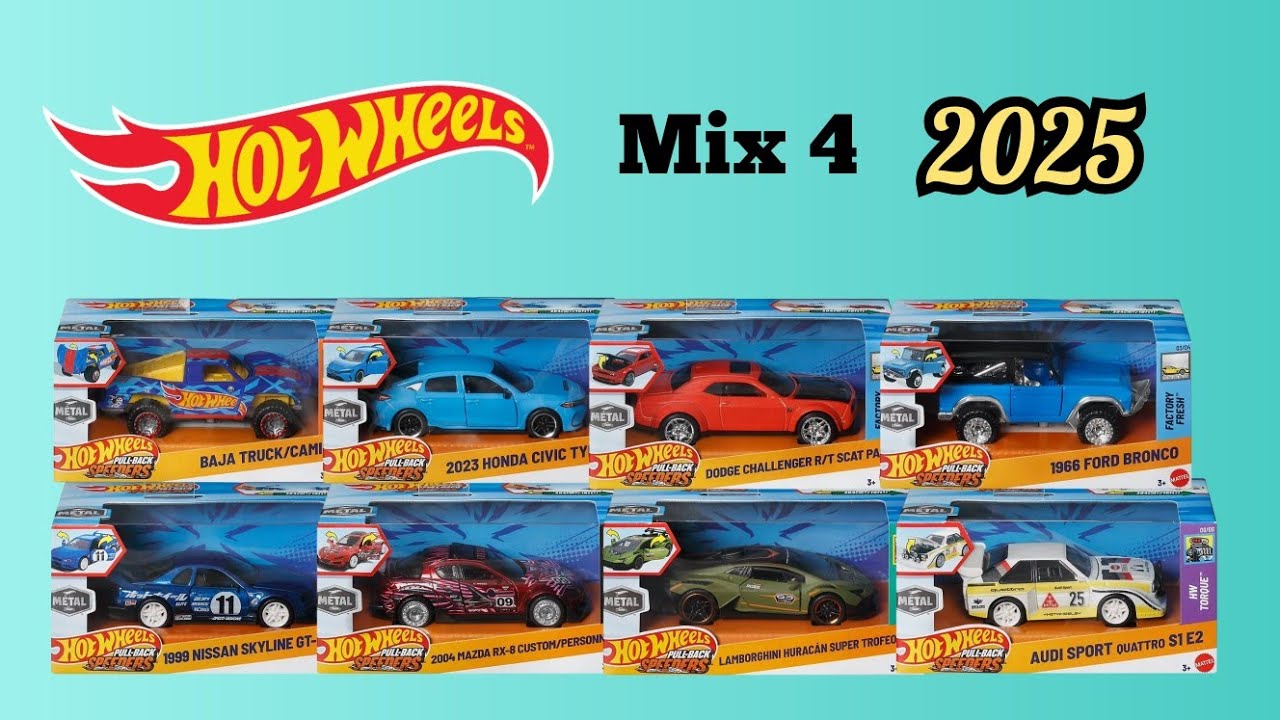 Hot Wheels 2025 Pull back Mix 4 - YouTube