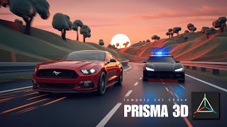 I made this lowpoly car chase animation in Prisma 3d #pandapixels