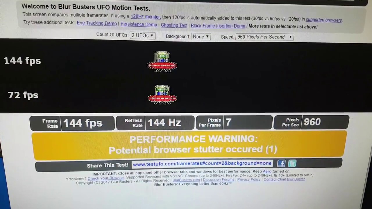 benq 60Hz vs 144Hz ufo test - YouTube