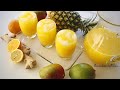 Fresh Pineapple, Mango, Lemon, Ginger, and Orange drink I best tropical juice to promote good health