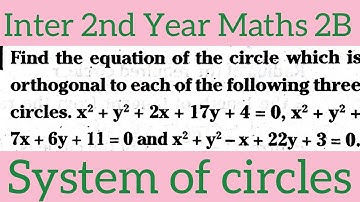 Inter 2nd Year Maths 2B system of circles@maths naresh eclass