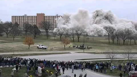 50-year-old McCollum Hall at KU Implodes