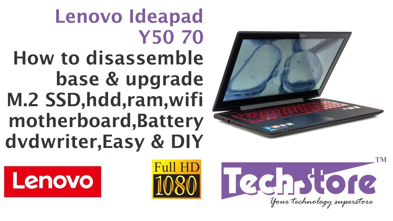 undskylde Ensomhed stimulere Lenovo Ideapad Y50 70 : How to disassemble base & upgrade ram hdd ssd  battery wifi m 2 ngff easy diy - YouTube