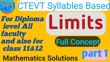 Limits part 1 !! CTEVT Diploma level Mathematics Solutions !! @techlalit8076  Diploma All faculty
