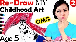 NEW Art vs OLD Art - Re - Draw, Colour My Childhood Art Work | Fun Art Video | Mei Yu