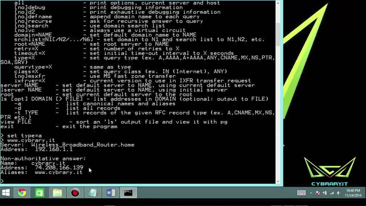 CEH Module 02 Footprinting : Nslookup Lab - YouTube