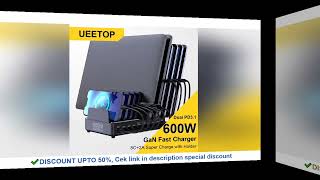 Ueetop 600W Multi USB Fast Charger 10-Port GaN PD 3.1 Charging Station Stand for MacBook iPhone 16 1