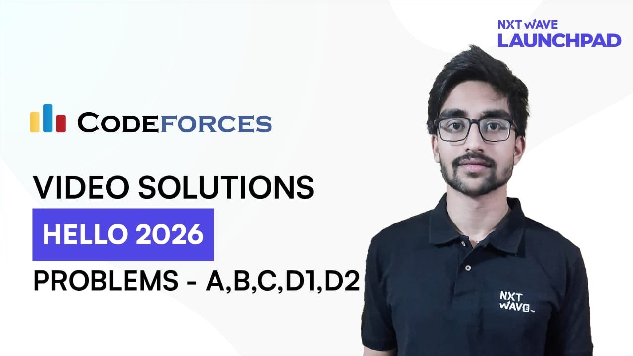 Codeforces Hello 2026 | Video Solutions - A to D2 | by Ruthvik | NxtWave LaunchPad