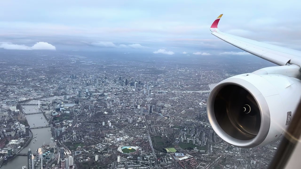 Iberia Airbus A350 landing in London Heathrow