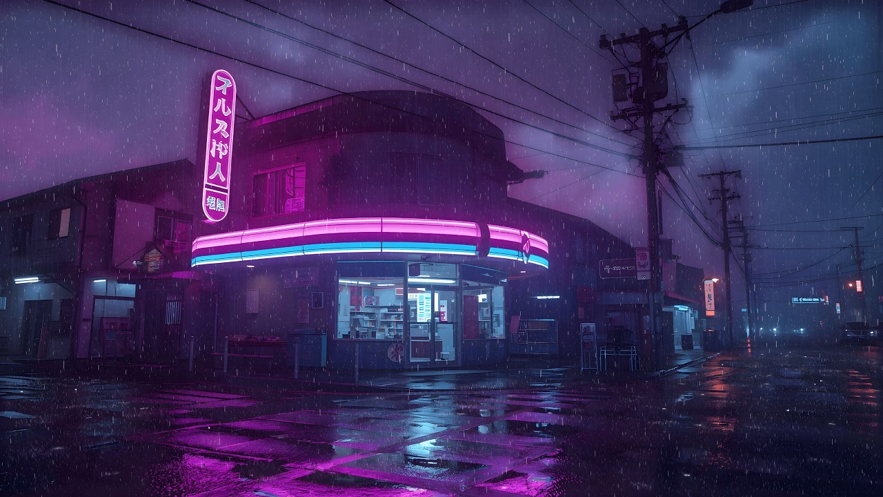 Lofi Rainy Nights 🌧️ – Nostalgic City Ambience Quiet Street for Insomnia | 4K