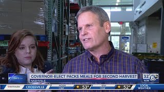 Governor-elect Bill Lee packs Thanksgiving meals at Second Harvest