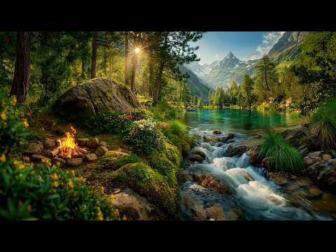 Morning Campfire by a Crystal Mountain River 🌿 Fresh Nature Sounds for Pure Relaxation