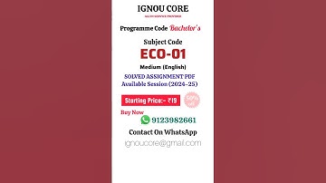 ECO 01 Solved Assignment PDF 2024-25 in English, BCOM program ECO-01 Solved assignments