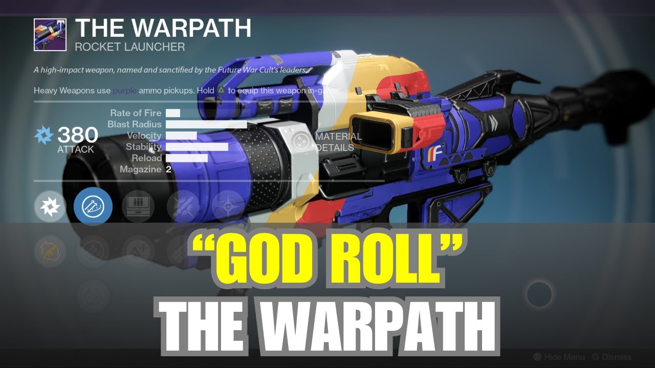 "GOD ROLL" The Warpath rocket launcher Destiny 1