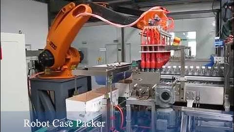 fully automatic ABB KUKA robot case packer for PET bottle