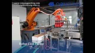 fully automatic ABB KUKA robot case packer for PET bottle
