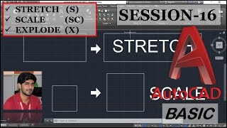 AutoCAD Hindi Session - 16  || STRETCH | SCALE | EXPLODE