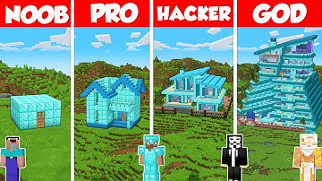 Diamond House Build Battle Challenge - Noob vs Pro vs Hacker vs God - Minecraft Animation