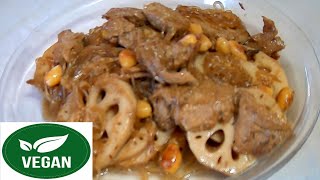 Chinese VEGAN - Seitan (Wheat Gluten), Lotus Root, Gingko Nut & Mung Bean Vermicelli Stir Fry Lotus Root Gluten Free