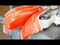 How salmon fillet are made in factory salmon processing