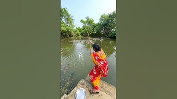 Amazing hook fishing in the lady beautiful pond by hook #shortvideo #video #hookfishing #viralvideo
