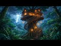 Rainy Night in a Magical Tree House 🌧️ Cozy Ghibli Animation