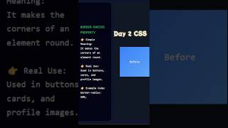 CSS border-radius property #dailyshorts #cssanimation #webdevelopment #fyp #education