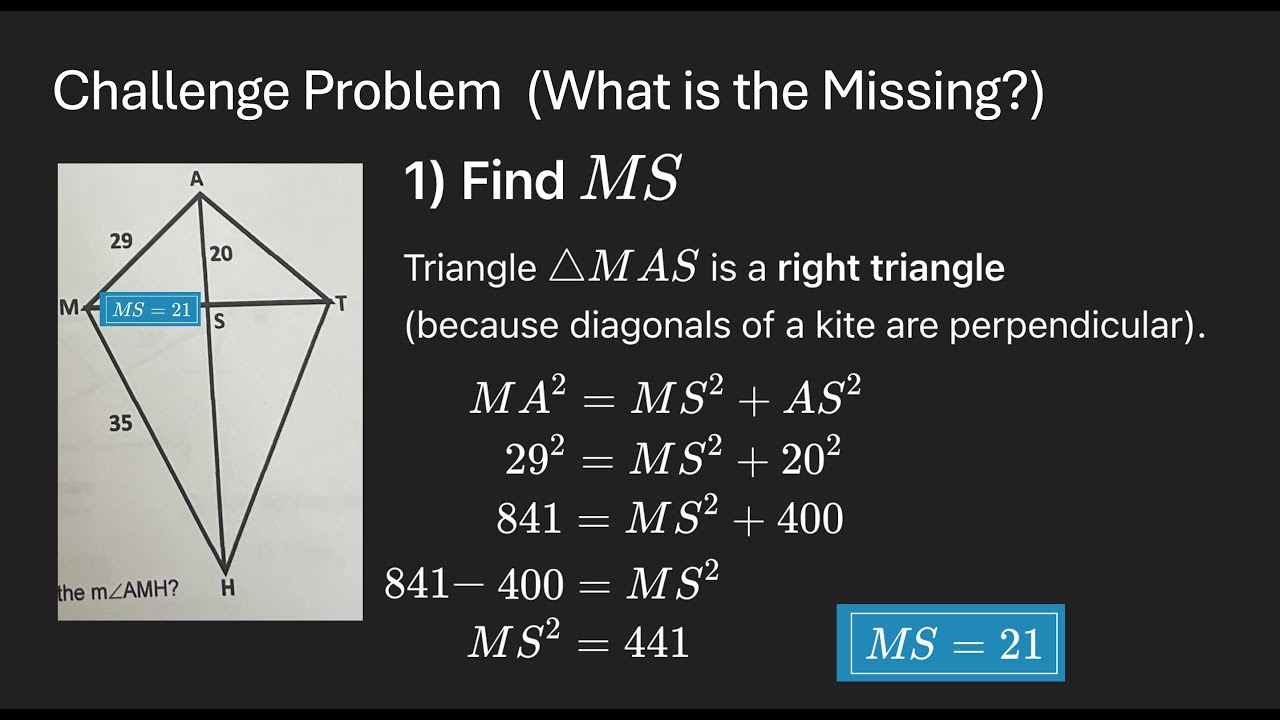 Kite | Part 3: Finding the missing sides and Area of a Kite - YouTube