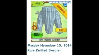 Animal Jam: All Rare Item Monday Rares For 2014
Here is every Rare Item Monday Rares for 2014.
See all the Rare Item Monday Rares for 2013: http://youtu.be/a7ufYSaiFZA
See all the Rare Item Monday Rares for 2012: http://youtu.be/_Y7RyO-sfyU
All Rare Item Monday List in order:
Monday January 6, 2014 Animal Jam Rare Spartan Helmet
Monday January 13, 2014 Animal Jam Rare Spartan Armor
Monday January 20, 2014 Animal Jam Rare Leg Armor
Monday January 27, 2014 Animal Jam Rare Flippers
Monday February 3, 2014 Animal Jam Rare Gardening Hat
Monday February 10, 2014 Animal Jam Rare Friendship Bracelet
Monday February 17, 2014 Animal Jam Rare Curly Wig
Monday February 24, 2014 Animal Jam Rare Steampunk Monocle
Monday March 3, 2014 Animal Jam Rare Blanket
Monday March 10, 2014 Animal Jam Rare Flag
Monday March 17, 2014 Animal Jam Rare Lucky Tuxedo
Monday March 24, 2014 Animal Jam Rare Shark Fin
Monday March 31, 2014 Animal Jam Rare Golden Headphones
Monday April 7, 2014 Animal Jam Rare Big Bow
Monday April 14, 2014 Animal Jam Rare Leaf Necklace
Monday April 21, 2014 Animal Jam Rare Pirate Beard
Monday April 28, 2014 Animal Jam Rare Glove
Monday May 5, 2014 Animal Jam Rare Sunglasses
Monday May 12, 2014 Animal Jam Rare Elf Helmet
Monday May 19, 2014 Animal Jam Rare Elf Armor
Monday May 26, 2014 Animal Jam Rare Moustache
Monday June 2, 2014 Animal Jam Rare Propeller
Monday June 9, 2014 Animal Jam Rare Worn Blanket
Monday June 16, 2014 Animal Jam Rare Fedora
Monday June 23, 2014 Animal Jam Rare Freedom Sword
Monday June 30, 2014 Animal Jam Rare Freedom Tie
Monday July 7, 2014 Animal Jam Rare Samurai Helmet
Monday July 14, 2014 Animal Jam Rare Spiked Mohawk
Monday July 21, 2014 Animal Jam Rare Nautilus Necklace
Monday July 28, 2014 Animal Jam Rare Eye Patch
Monday August 4, 2014 Animal Jam Rare Monkey Hat
Monday August 11, 2014 Animal Jam Rare Sun Visor
Monday August 18, 2014 Animal Jam Rare Flip Flops
Monday August 25, 2014 Animal Jam Rare Raccoon Tail
Monday September 1, 2014 Animal Jam Rare Paradise Couch
Monday September 8, 2014 Animal Jam Rare Cupcake Hat
Monday September 15, 2014 Animal Jam Rare Seaweed Boa
Monday September 22, 2014 Animal Jam Rare Beard
Monday September 29, 2014 Animal Jam Rare Cone Collar
Monday October 6, 2014 Animal Jam Pumpkin Throne
Monday, October 13, 2014 Animal Jam Rare Cupid Wings
Monday October 20, 2014 Animal Jam Rare Phantom Balloon
Monday October 27, 2014 Animal Jam Rare Spooky Top Hat
Monday November 3, 2014 Animal Jam Rare Lasso
Monday November 10, 2014 Animal Jam Rare Knitted Sweater
Monday November 17, 2014 Animal Jam Rare Salamander Gills
Monday November 24, 2014 Animal Jam Rare Turkey Hat
Monday December 1, 2014 Animal Jam Rare Beaded Necklace
Monday December 8, 2014 Animal Jam Rare Gift Sleigh
Monday December 15, 2014 Animal Jam Rare Top Coat
Made By Bread08614 Animal Jam: All Rare Item Monday Rares For 2014