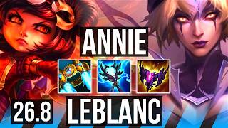 ANNIE vs LEBLANC (MID) | Good KDA: 19/3/8 | TR Challenger | 26.8