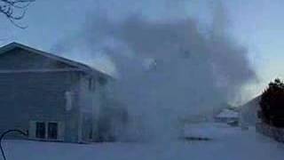 Boiling water to ice transition on a -20C day in Wisconsin