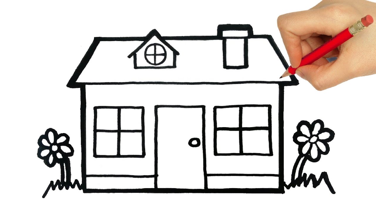 How To Draw A House Como Dibujar Una Casa ระบายสีและวาดภาพ บ้านพร้อม